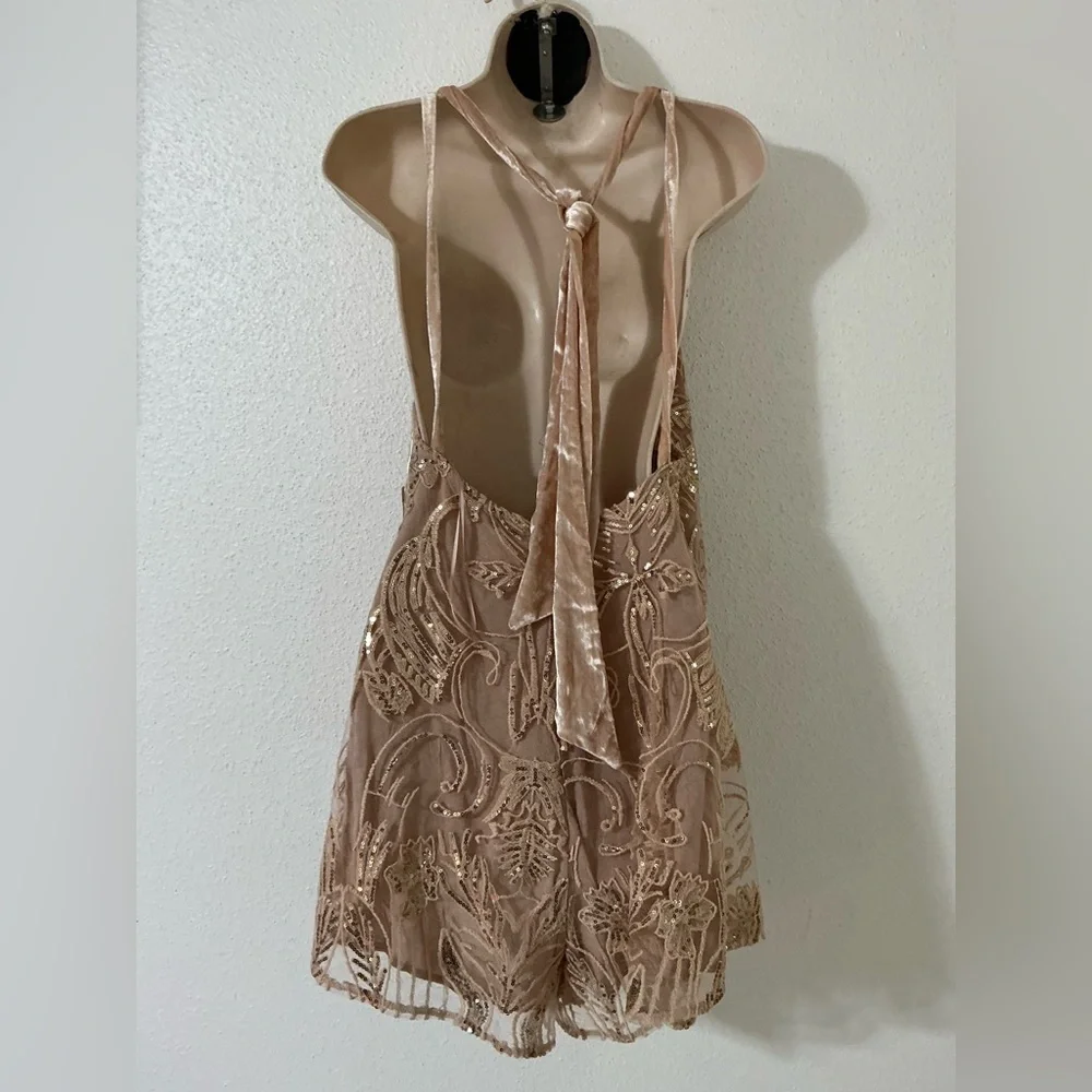 NEW FREE PEOPLE Swinging it Romper Champagne Combo Size M